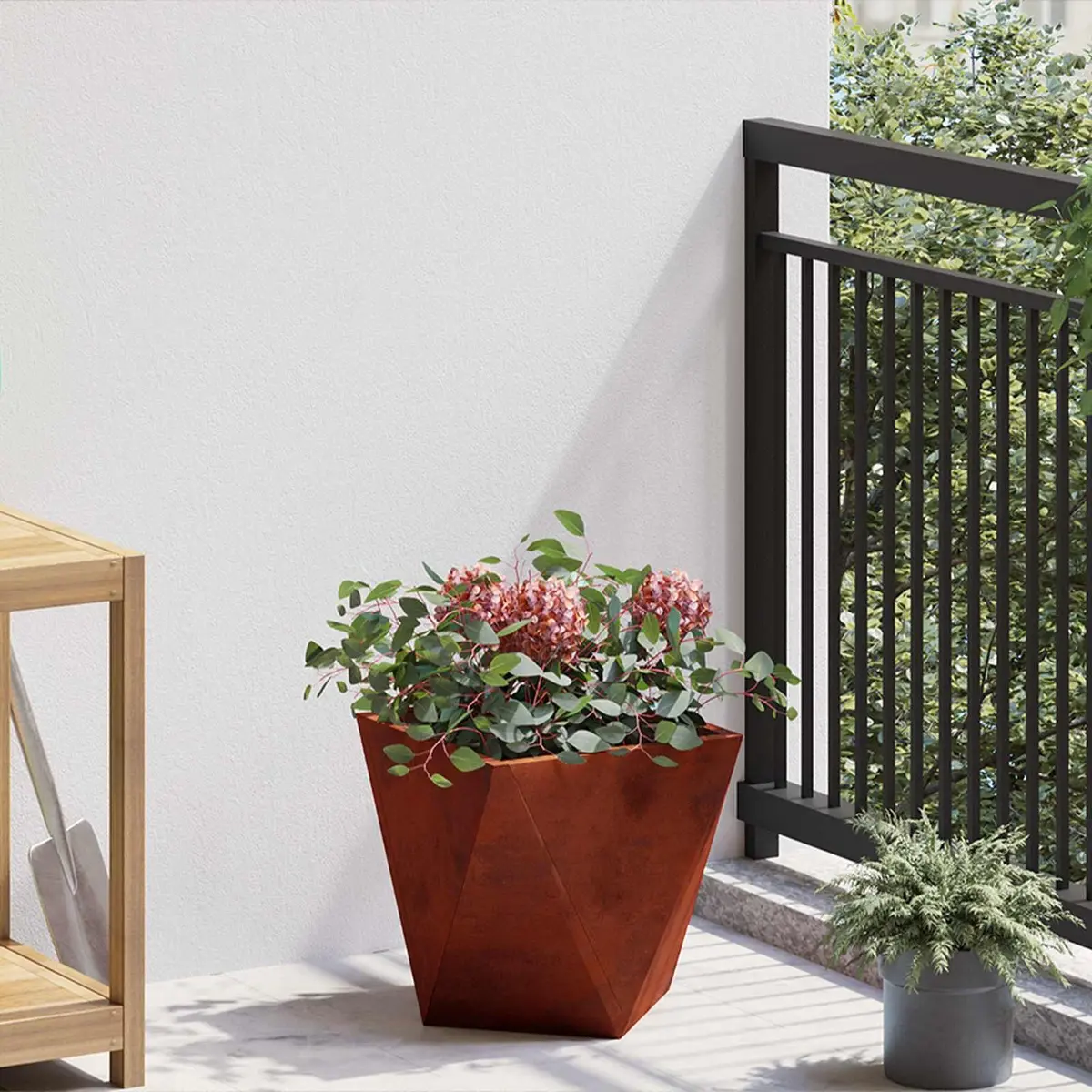 Garden Planter Set 2 pcs Outdoor Steel Box 30x30x30cm Rusty Brown