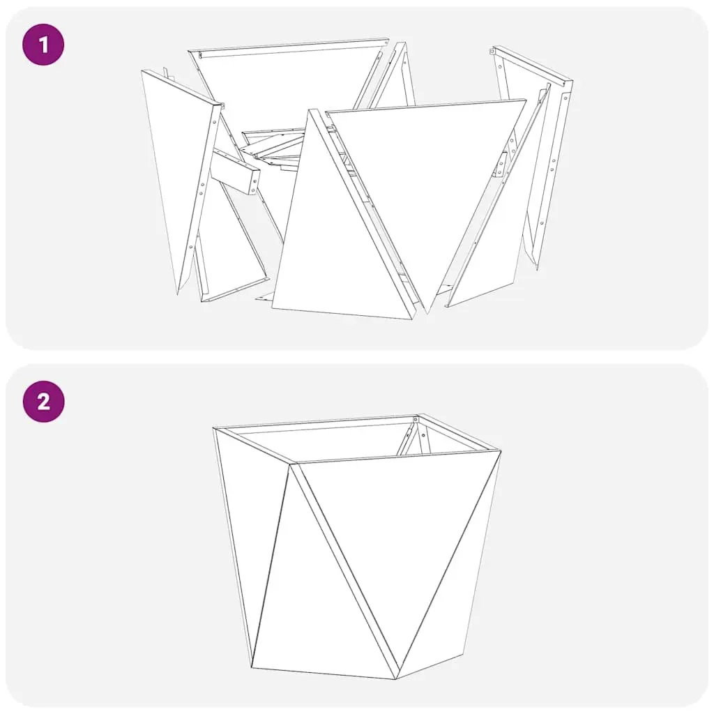 Steel Garden Planter Box Outdoor Use 50x50x50cm Black Square Corrugated