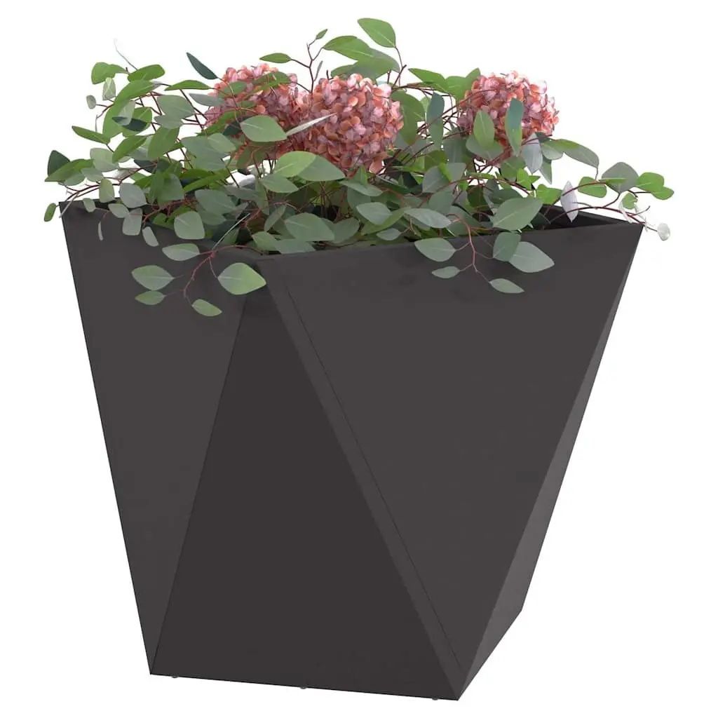 Steel Garden Planter Box Outdoor Pot 50x50x50cm Black