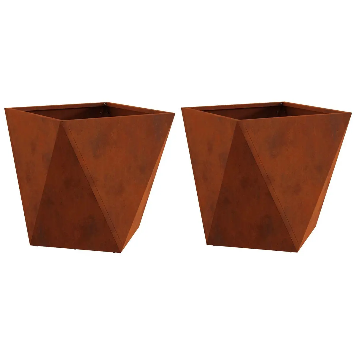 Garden Planter Set 2 pcs Steel Outdoor Pot Box 50 x 50 x 50 cm Brown