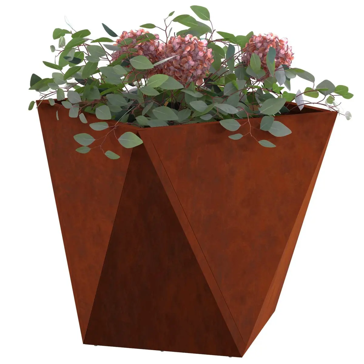 Garden Planter Set 2 pcs Steel Outdoor Pot Box 50 x 50 x 50 cm Brown