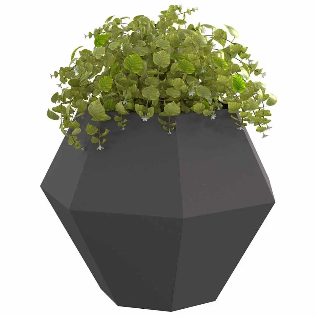 Steel Garden Planter Box Outdoor Use 100x100x80cm Black 2 Piece