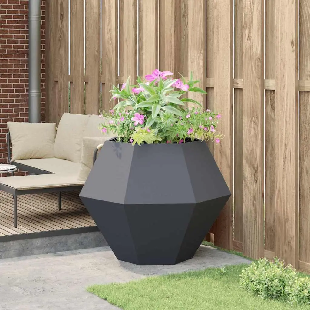 Steel Rectangular Garden Planter Outdoor Use 100 x 100 x 80 cm Anthracite
