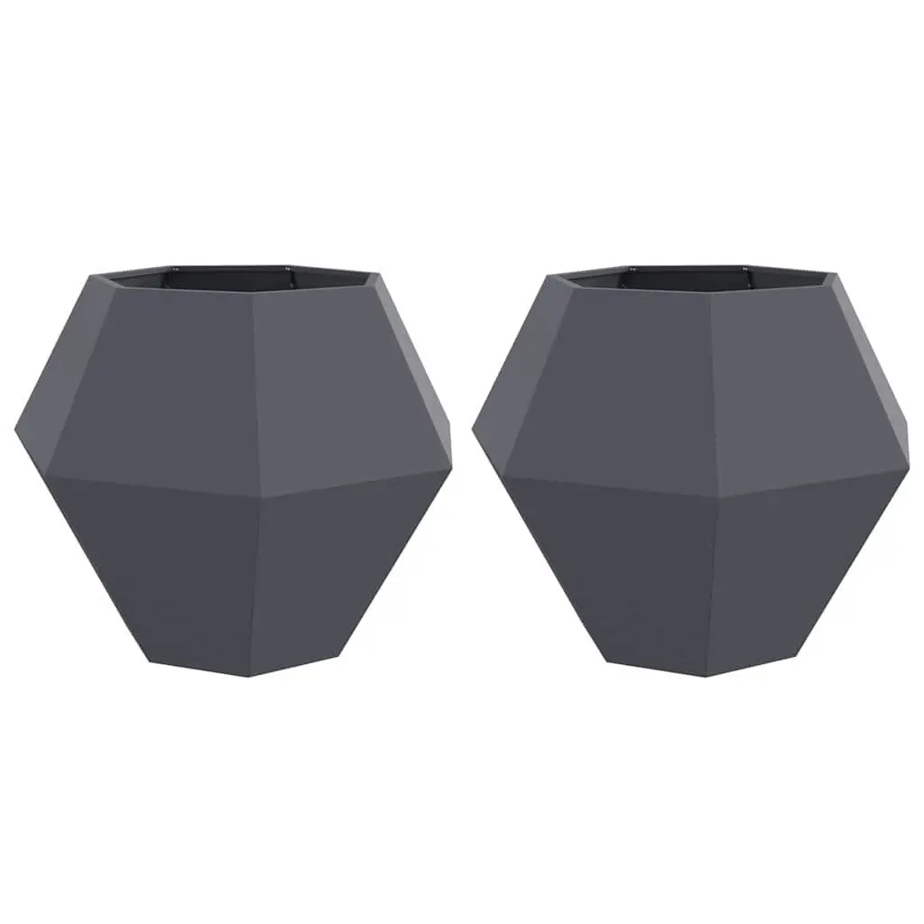 Steel Planter Box Outdoor Garden Rectangular 100 x 100 x 80 cm Anthracite 2 Piece