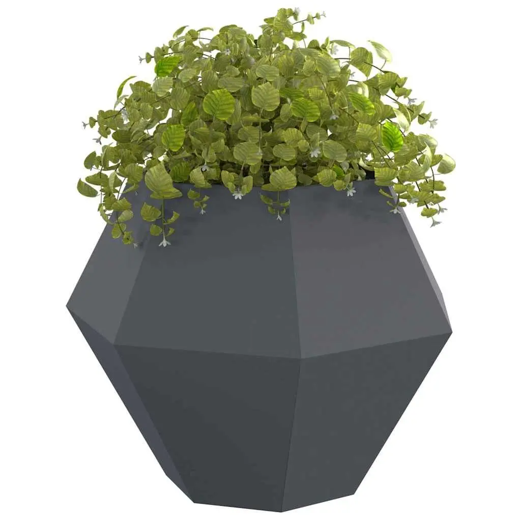 Steel Planter Box Outdoor Garden Rectangular 100 x 100 x 80 cm Anthracite 2 Piece