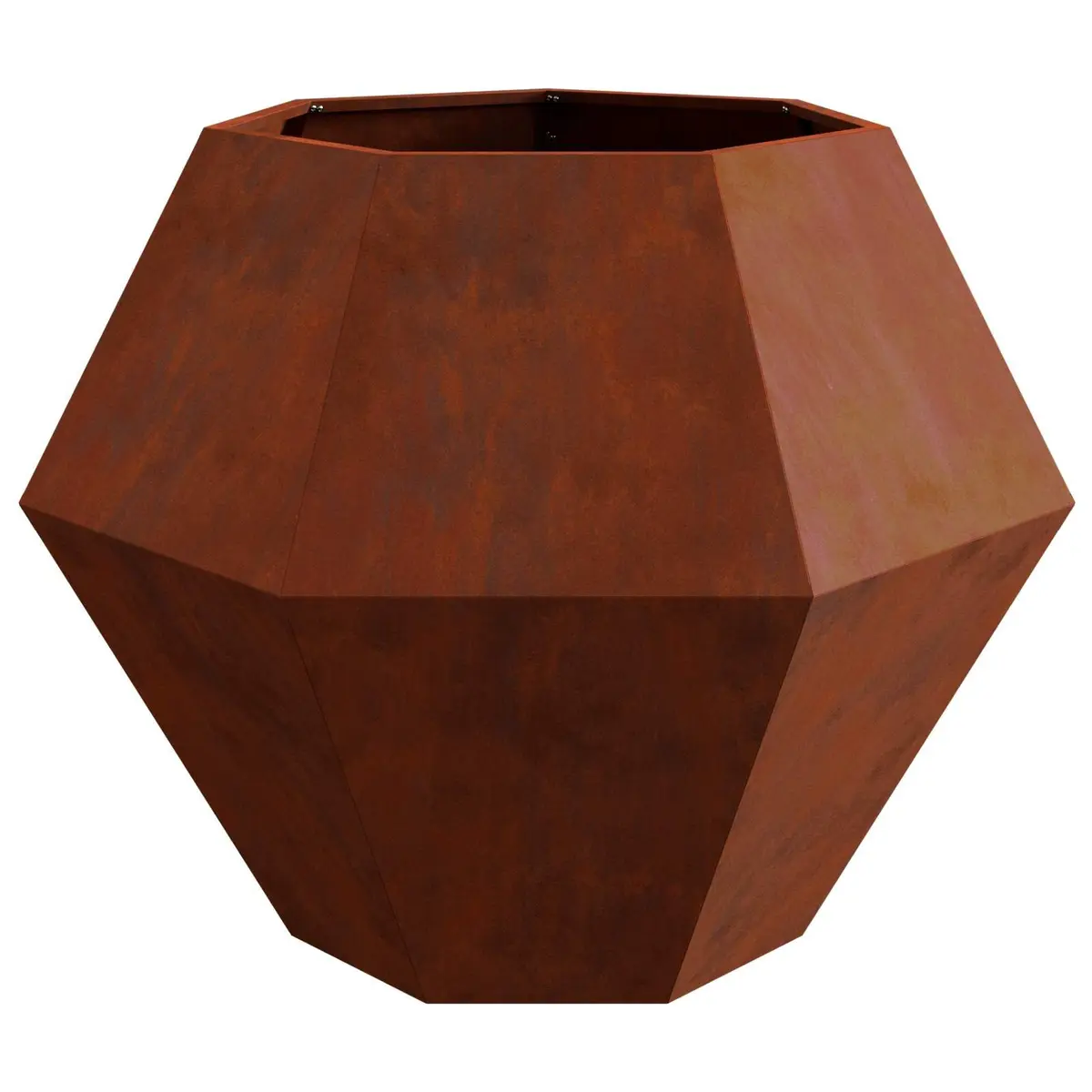 Rectangular Steel Garden Planter Outdoor Use 2 Piece Set Weathering Brown