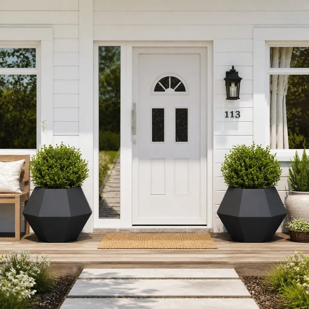 Steel Planter Outdoor Garden Pots Rectangular 75 x 75 x 60 cm Anthracite 2 Piece