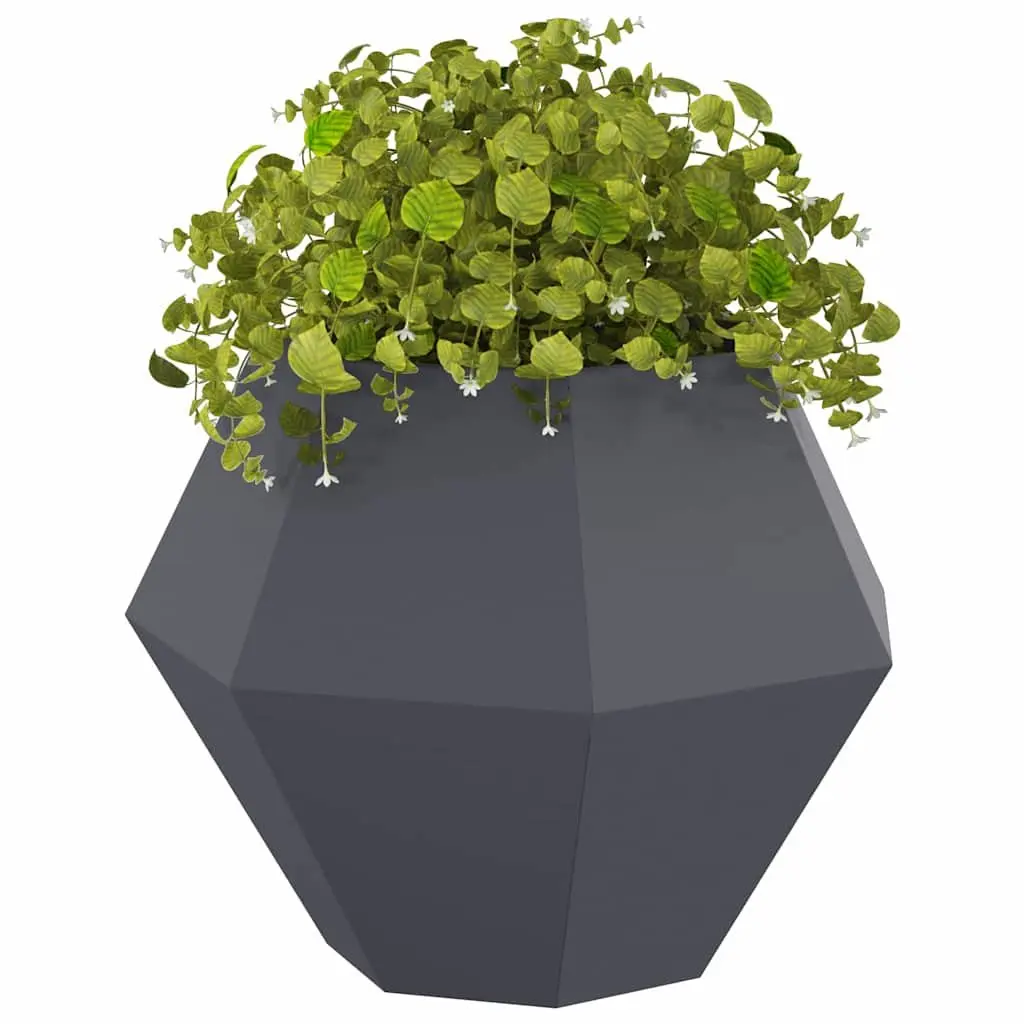 Steel Planter Outdoor Garden Pots Rectangular 75 x 75 x 60 cm Anthracite 2 Piece