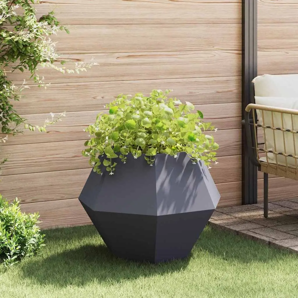 Steel Planter Outdoor Garden Pots Rectangular 75 x 75 x 60 cm Anthracite 2 Piece