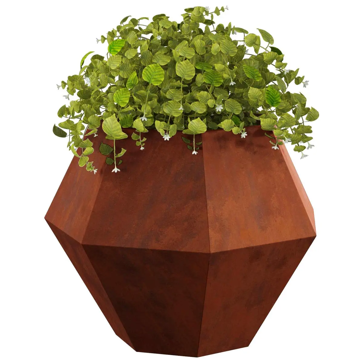 Rectangular Garden Planter Outdoor Steel 75x75x60cm Brown
