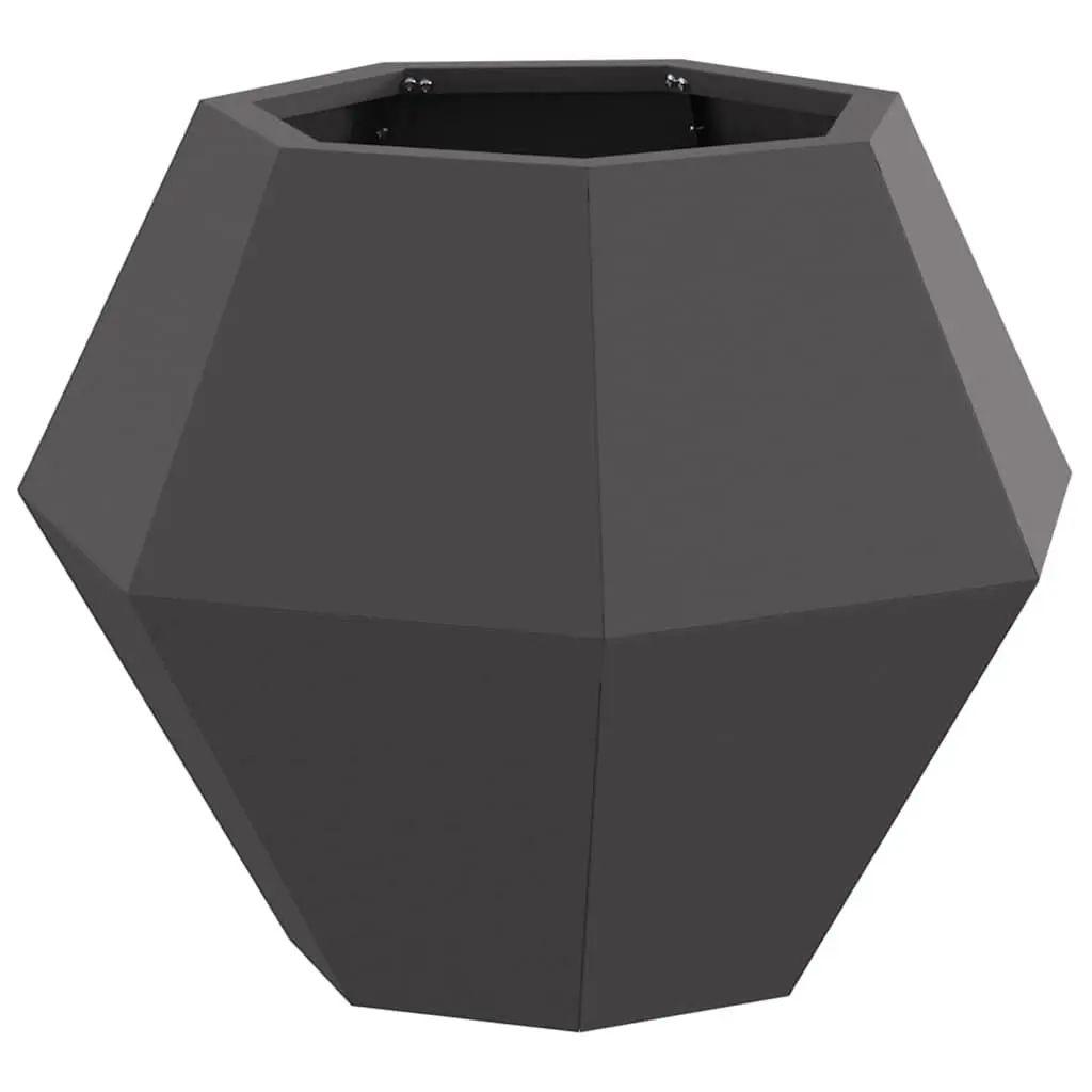 Rectangular Steel Planter Outdoor Patio Terrace Plant Pot Box Black 50x50x40 cm