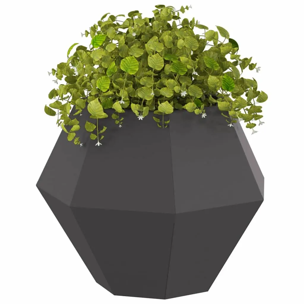 Rectangular Steel Planter Outdoor Patio Terrace Plant Pot Box Black 50x50x40 cm