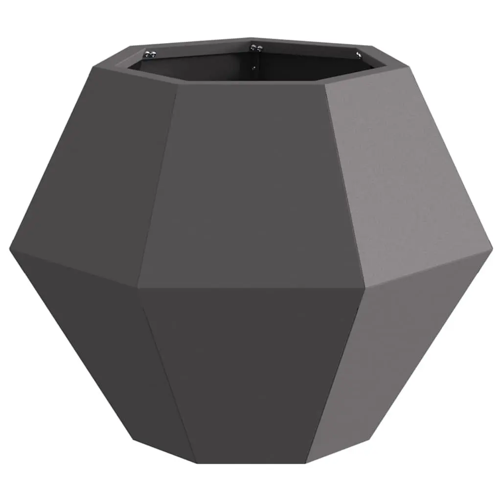 Rectangular Steel Planter Outdoor Patio Terrace Plant Pot Box Black 50x50x40 cm