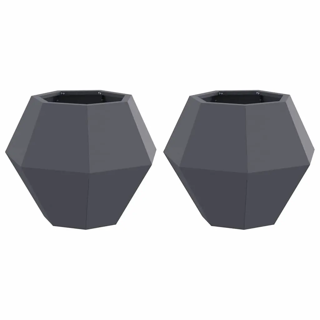 Steel Planter Rectangular Outdoor Garden Pots 2 pcs Anthracite