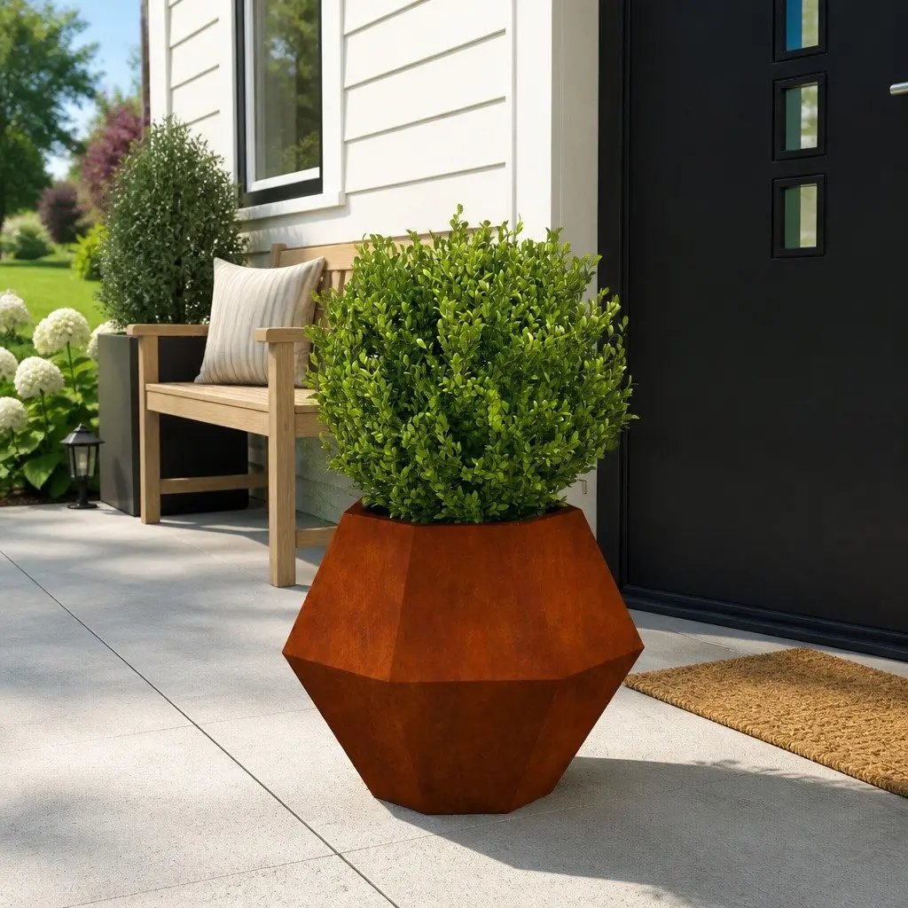 Garden Planter Outdoor Rectangular 50 x 50 x 40 cm Steel Brown
