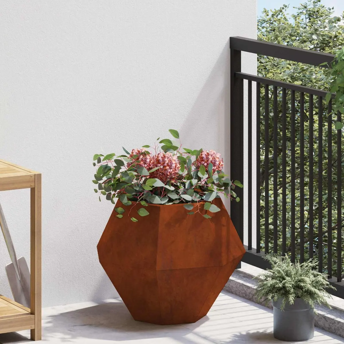 Garden Planter Outdoor Rectangular 50 x 50 x 40 cm Steel Brown