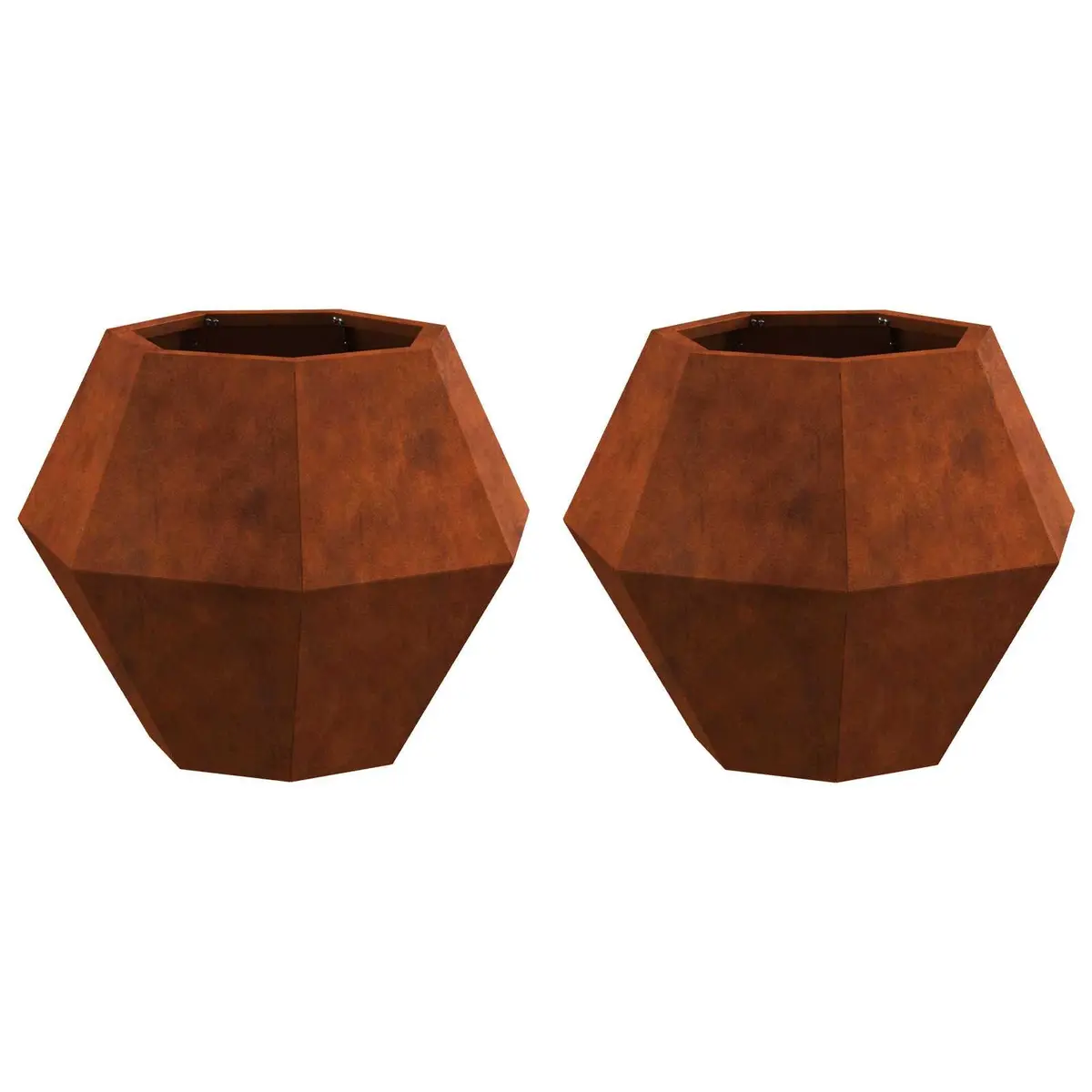Rectangular Garden Planter Outdoor 50x50x40cm Steel Brown 2-Piece Set