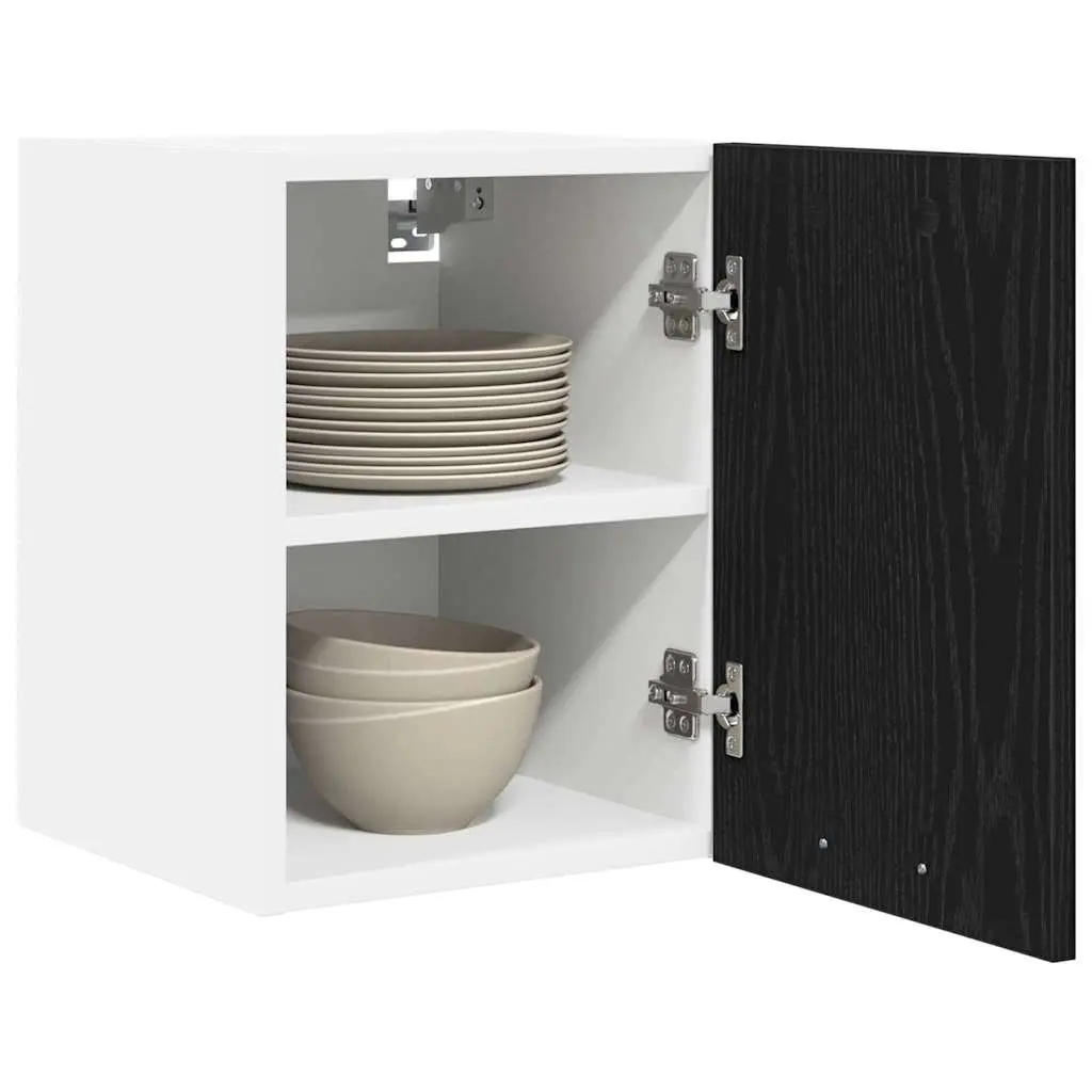 Hanging Kitchen Cabinet Door Storage Black Oak White 30x31x40cm Modern