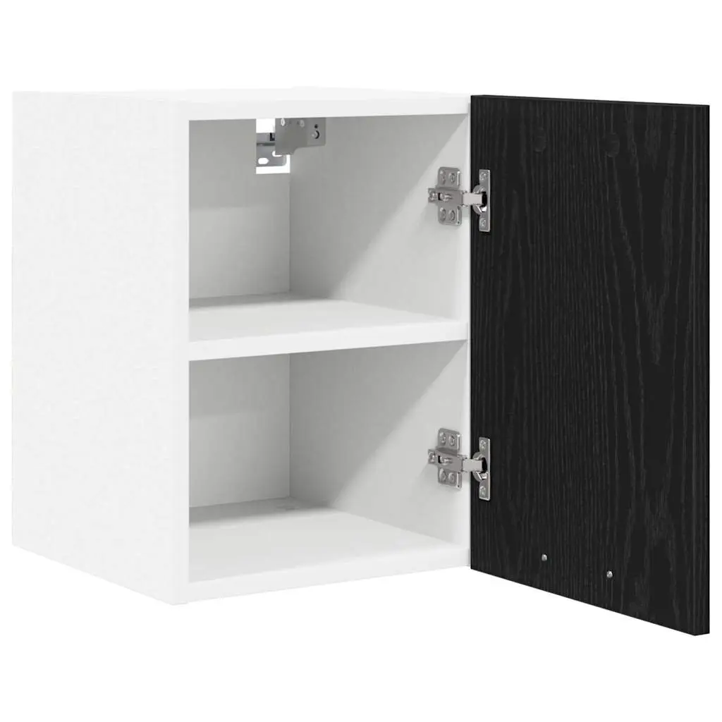 Hanging Kitchen Cabinet 2 pcs Black Oak White Modern Storage 30x31x40cm