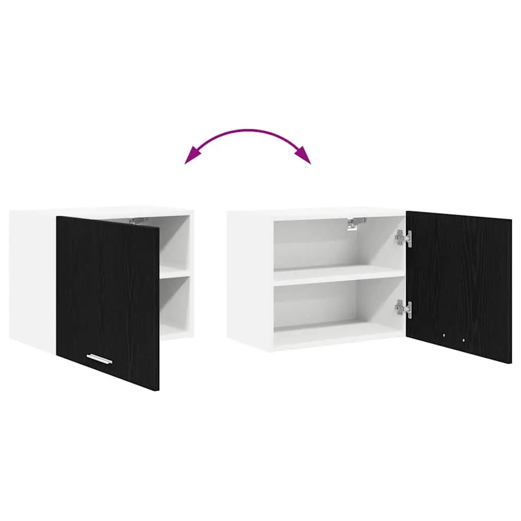 Hanging Kitchen Cabinet with Door Black Oak White Modern Storage 50x31x40cm