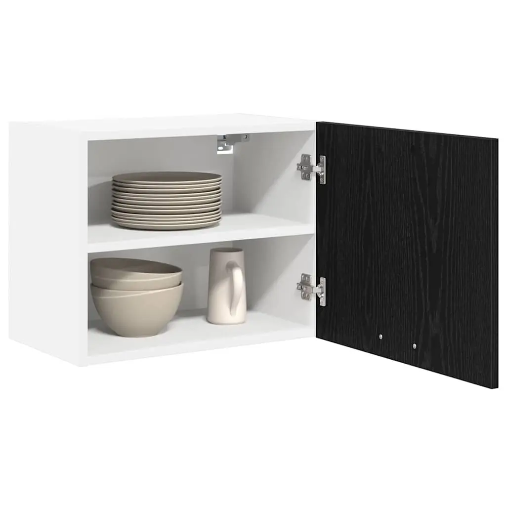 Hanging Kitchen Cabinet with Door Black Oak White Modern Storage 50x31x40cm
