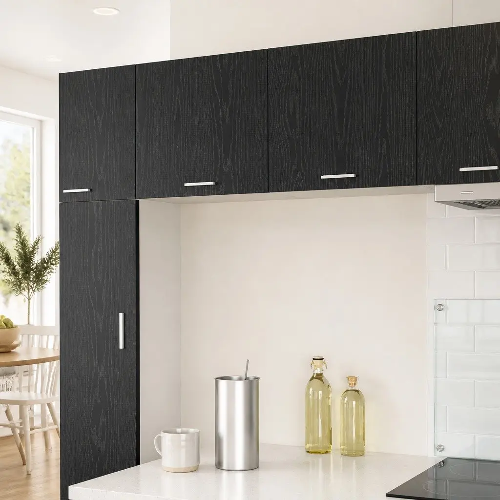 Hanging Kitchen Cabinet Modern Storage 50x31x40cm Black Oak White 2 Piece