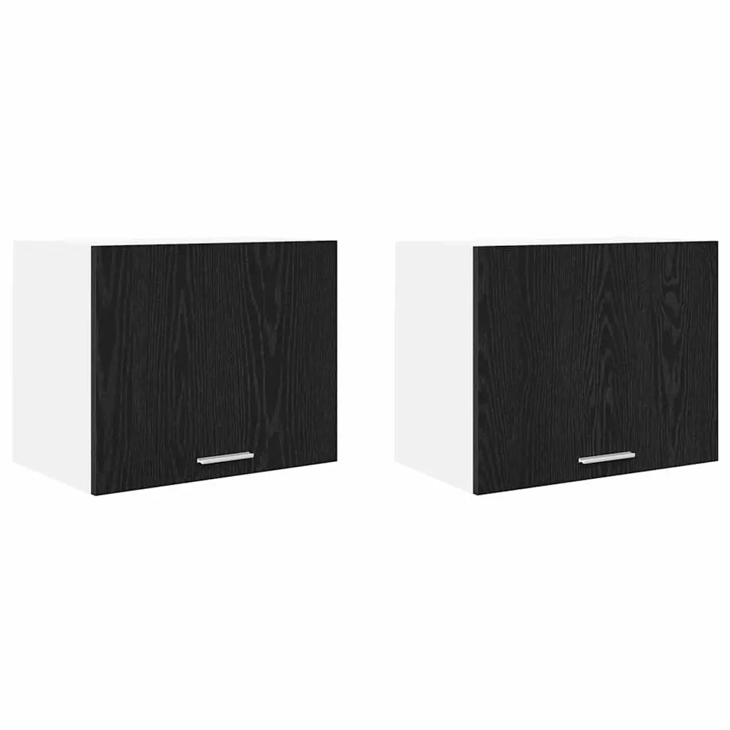 Hanging Kitchen Cabinet Modern Storage 50x31x40cm Black Oak White 2 Piece