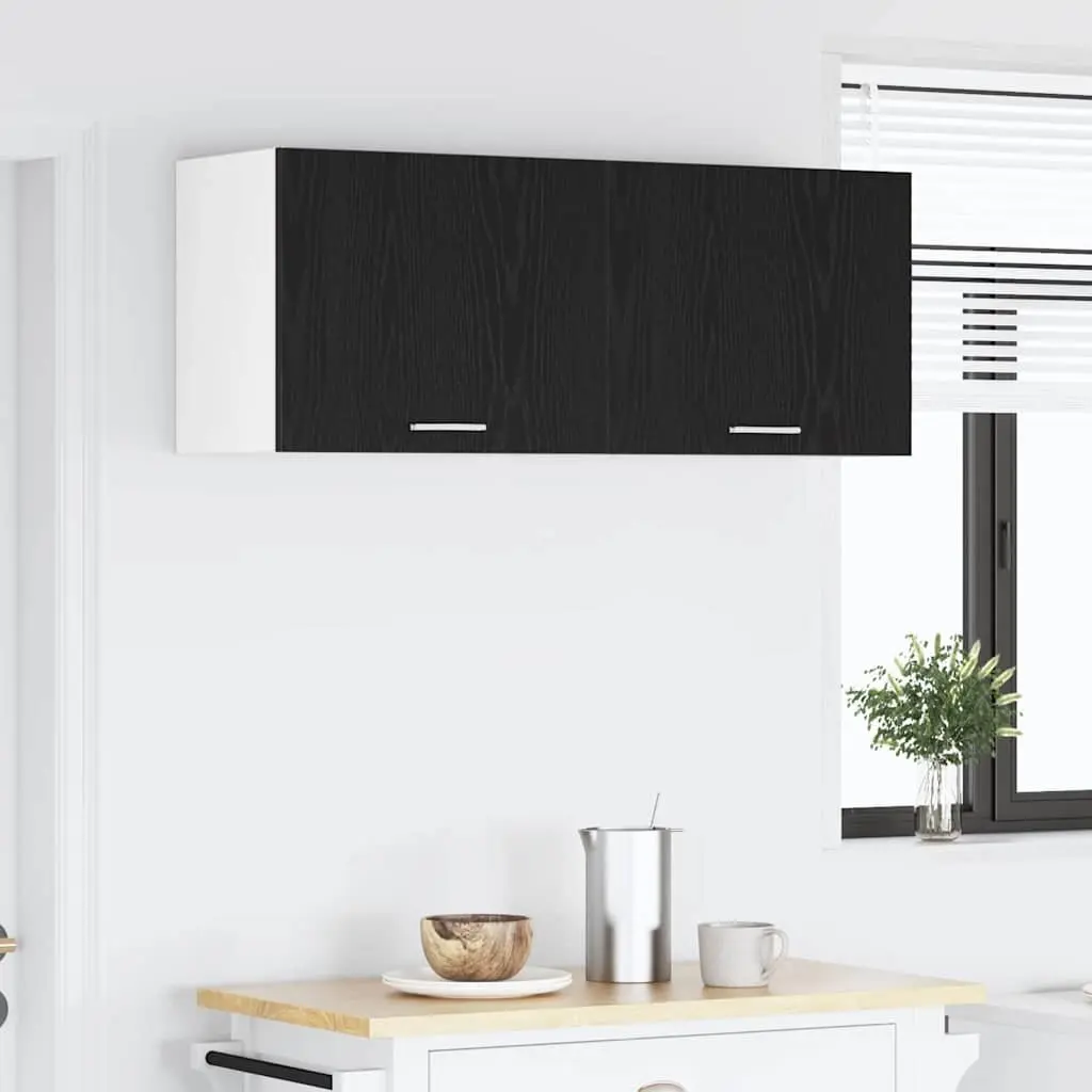 Hanging Kitchen Cabinet Modern Storage 50x31x40cm Black Oak White 2 Piece