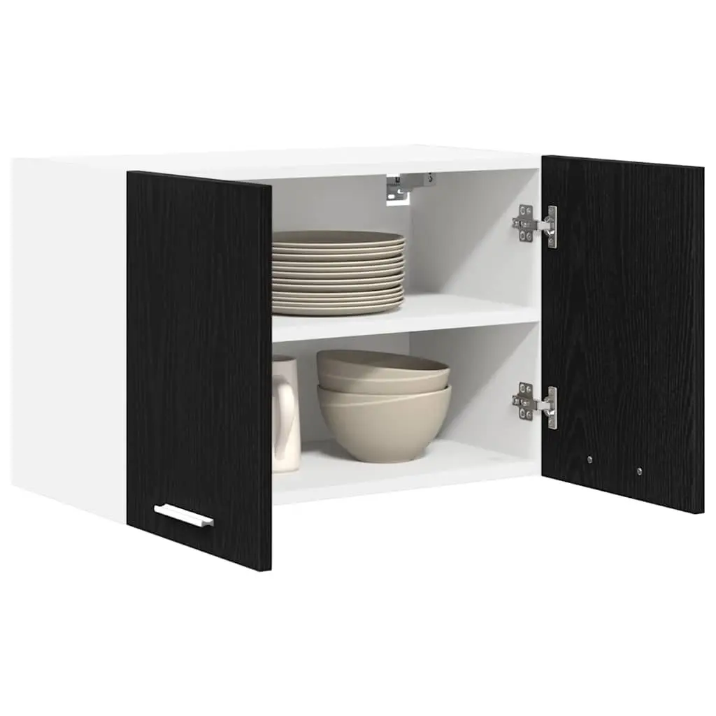 Hanging Kitchen Cabinet Door Storage Black Oak White 60x31x40cm Modern Design