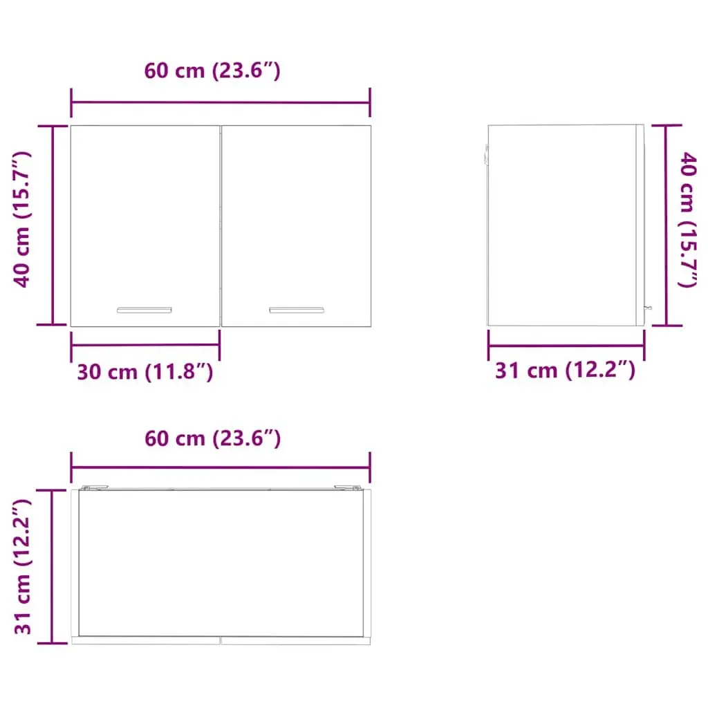 Hanging Kitchen Cabinet Modern Storage 60x31x40 cm Black White