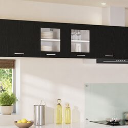 Versatile Black Oak Hanging Kitchen Cabinet for Storage