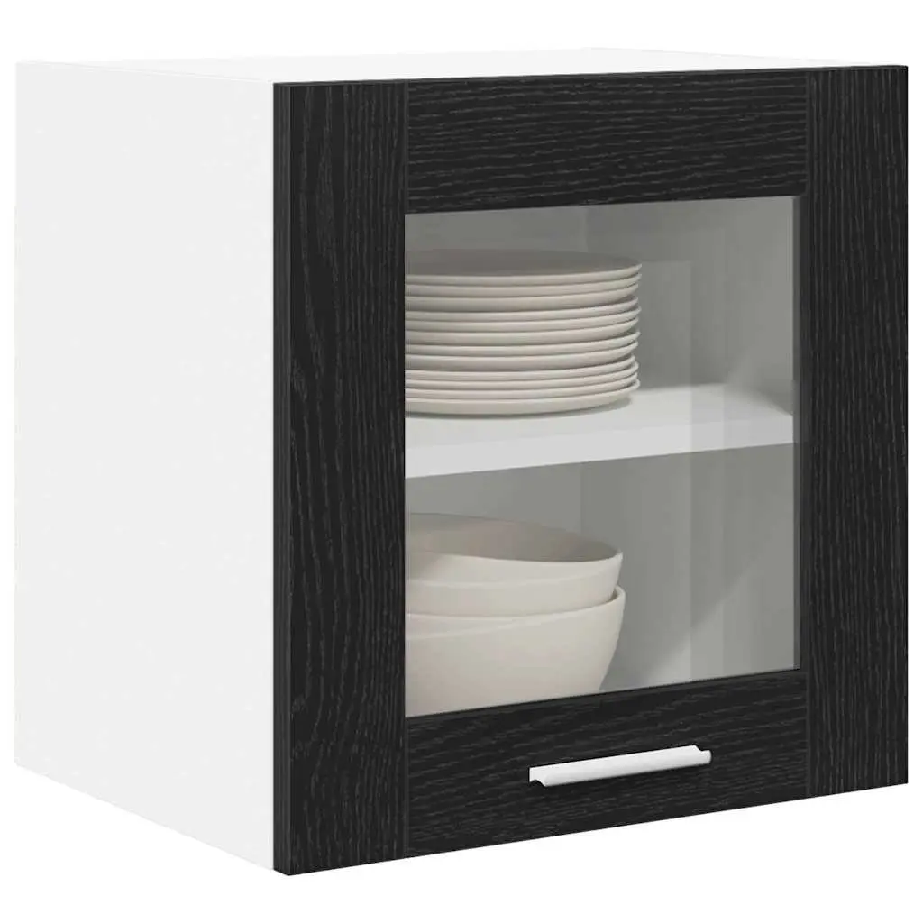 Hanging Kitchen Cabinet 2 pcs Black Oak Modern Storage Engineered Wood