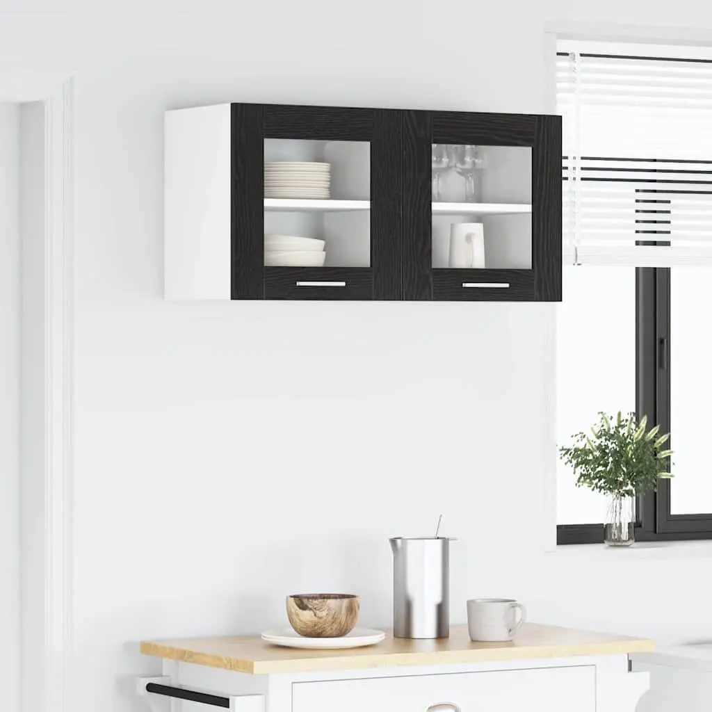 Hanging Kitchen Cabinet 2 pcs Black Oak Modern Storage Engineered Wood