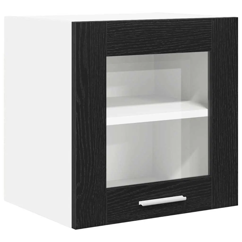 Hanging Kitchen Cabinet 2 pcs Black Oak Modern Storage Engineered Wood