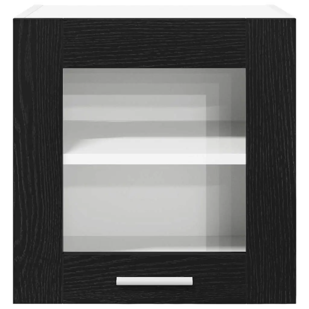Hanging Kitchen Cabinet 2 pcs Black Oak Modern Storage Engineered Wood