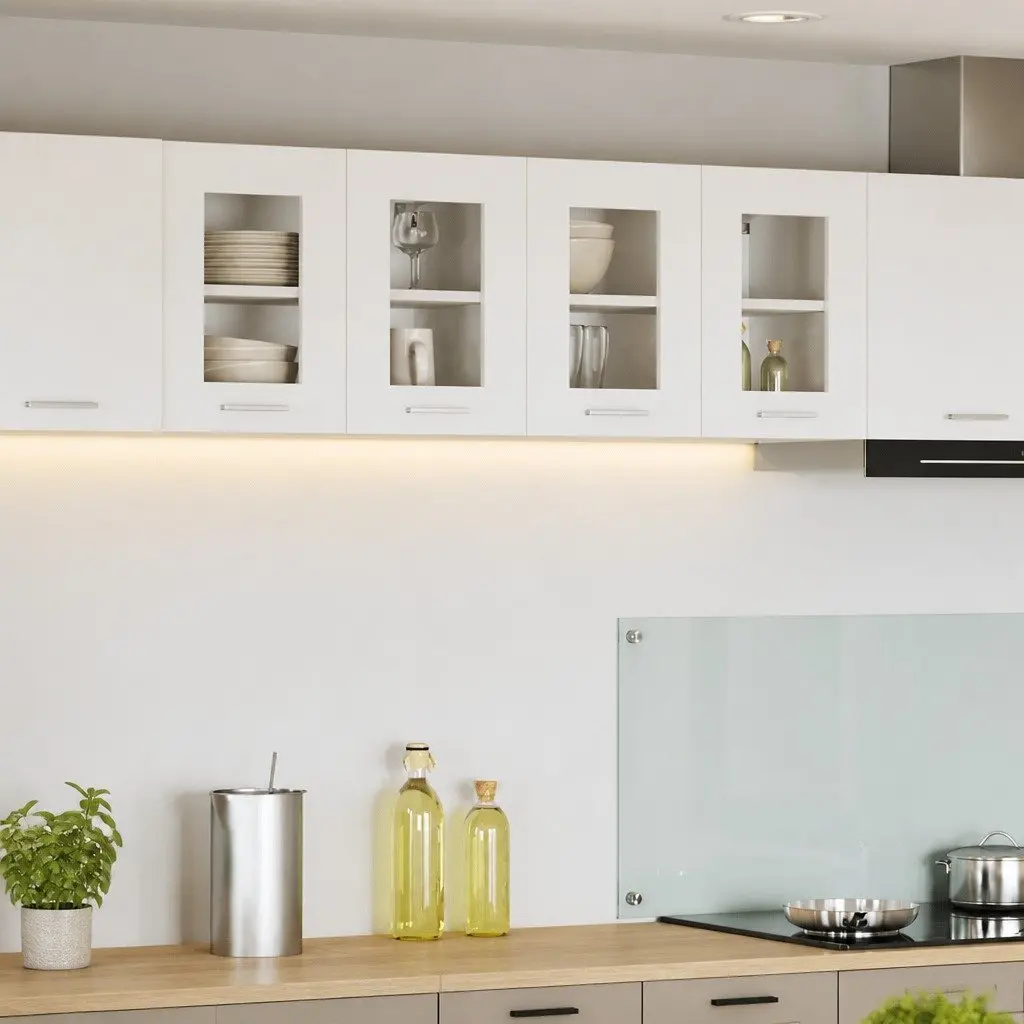 Hanging Kitchen Cabinet with Door White Modern Storage Engineered Wood