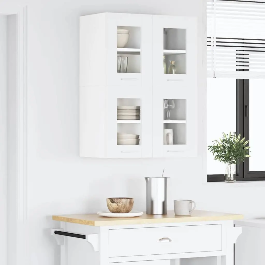 Hanging Kitchen Cabinet with Door White Modern Storage Engineered Wood