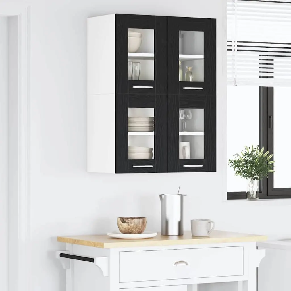 Hanging Kitchen Cabinet Black Oak Modern Storage Engineered Wood 60x31x40cm