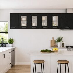 Reliable Black Oak Hanging Cabinet Set for Your Kitchen