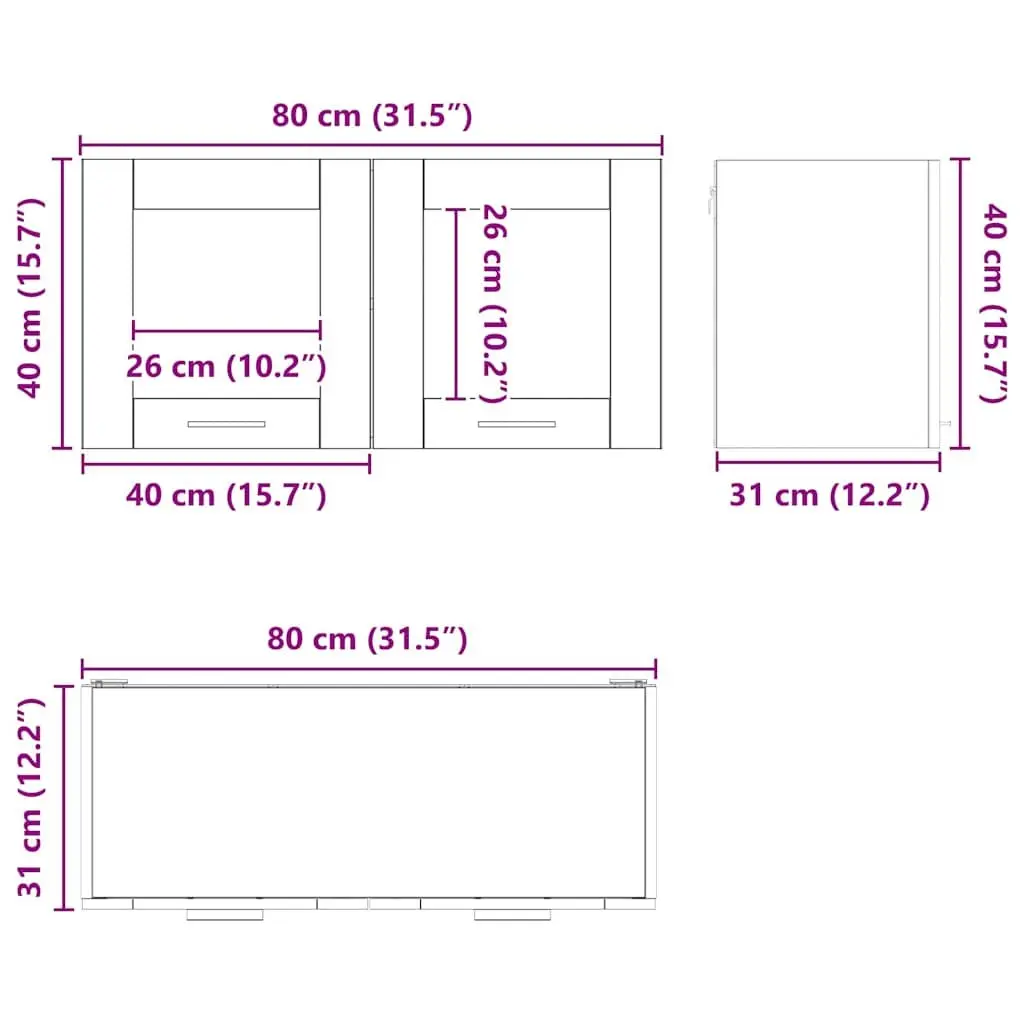 Hanging Kitchen Cabinet with Door White Storage Organiser 80 x 31 x 40 cm