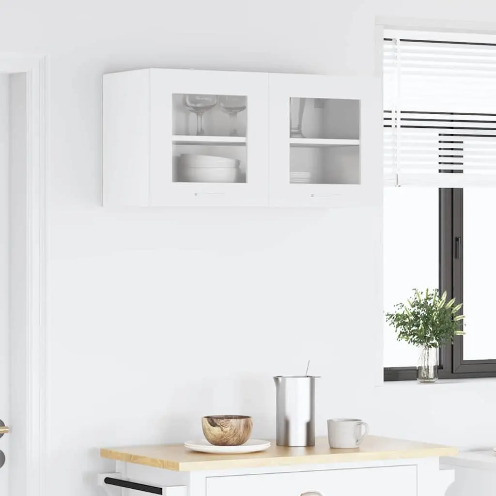 Hanging Kitchen Cabinet with Door White Storage Organiser 80 x 31 x 40 cm