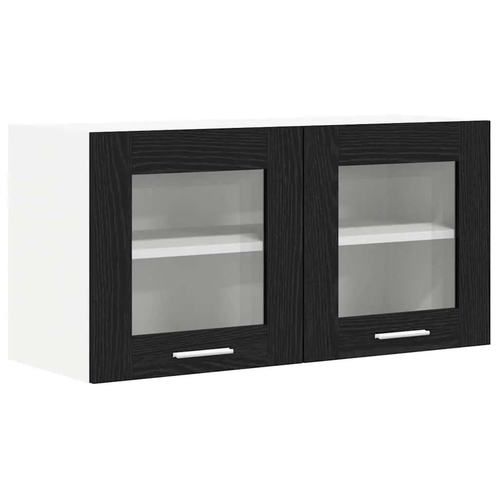 Hanging Kitchen Cabinet Storage Wall Mount 80x31x40cm Black Oak White