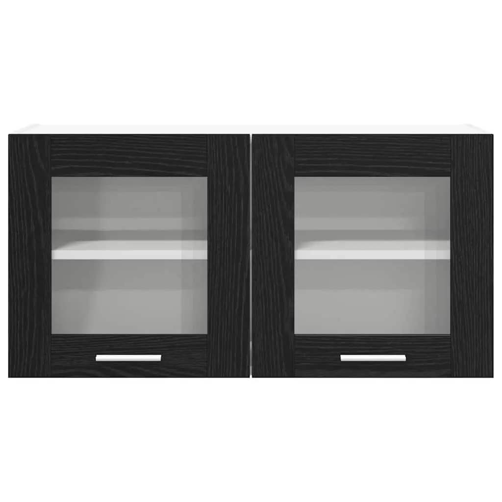 Hanging Kitchen Cabinet Storage Wall Mount 80x31x40cm Black Oak White