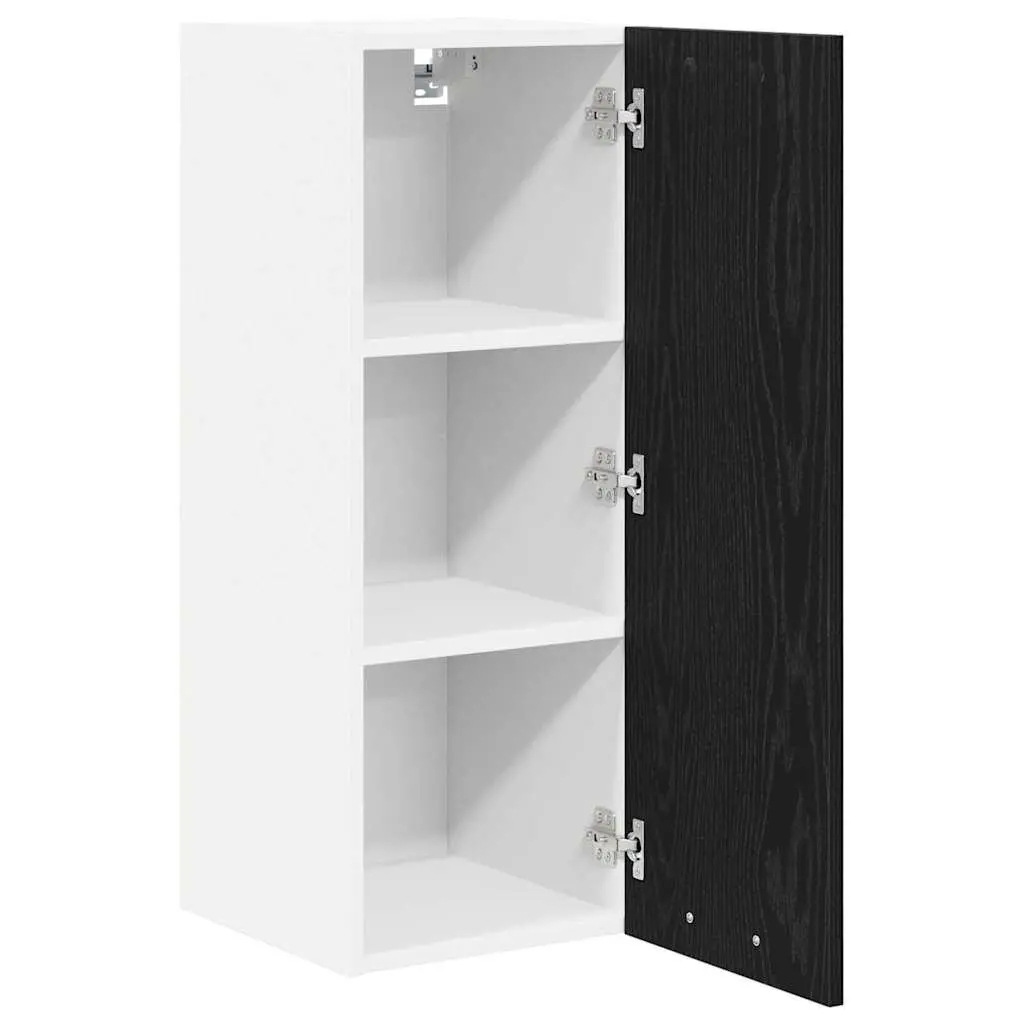 Hanging Kitchen Cabinet 2 Pieces Black Oak White Storage Organiser 30x31x80cm