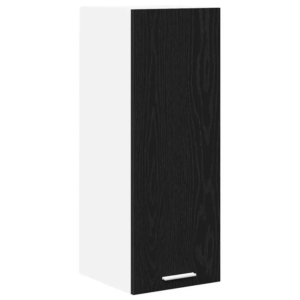 Hanging Kitchen Cabinet 2 Pieces Black Oak White Storage Organiser 30x31x80cm