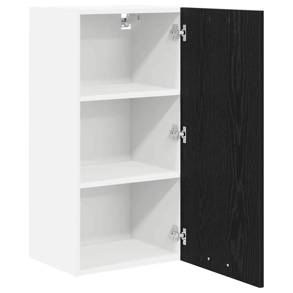 Hanging Kitchen Cabinet Modern Storage Unit 40x31x80cm Black Oak White