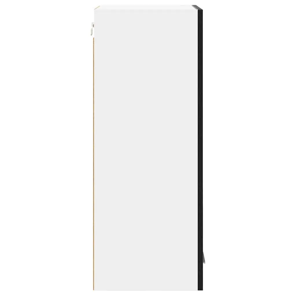 Hanging Kitchen Cabinet Modern Storage Unit 40x31x80cm Black Oak White