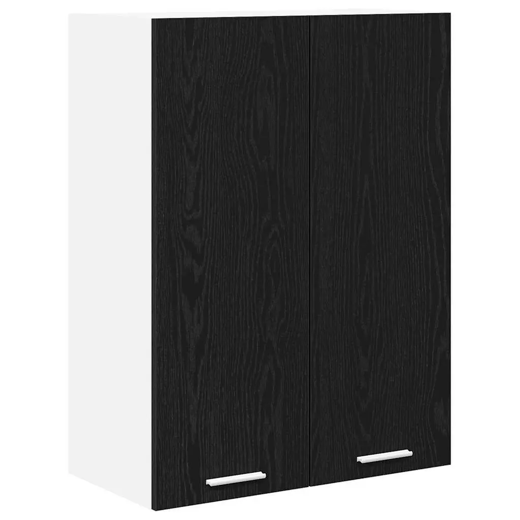 Hanging Kitchen Cabinet Black Oak Modern Storage Cupboard Engineered Wood
