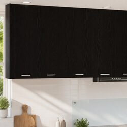 Durable Black Oak Hanging Kitchen Cabinet - 80x31x80cm