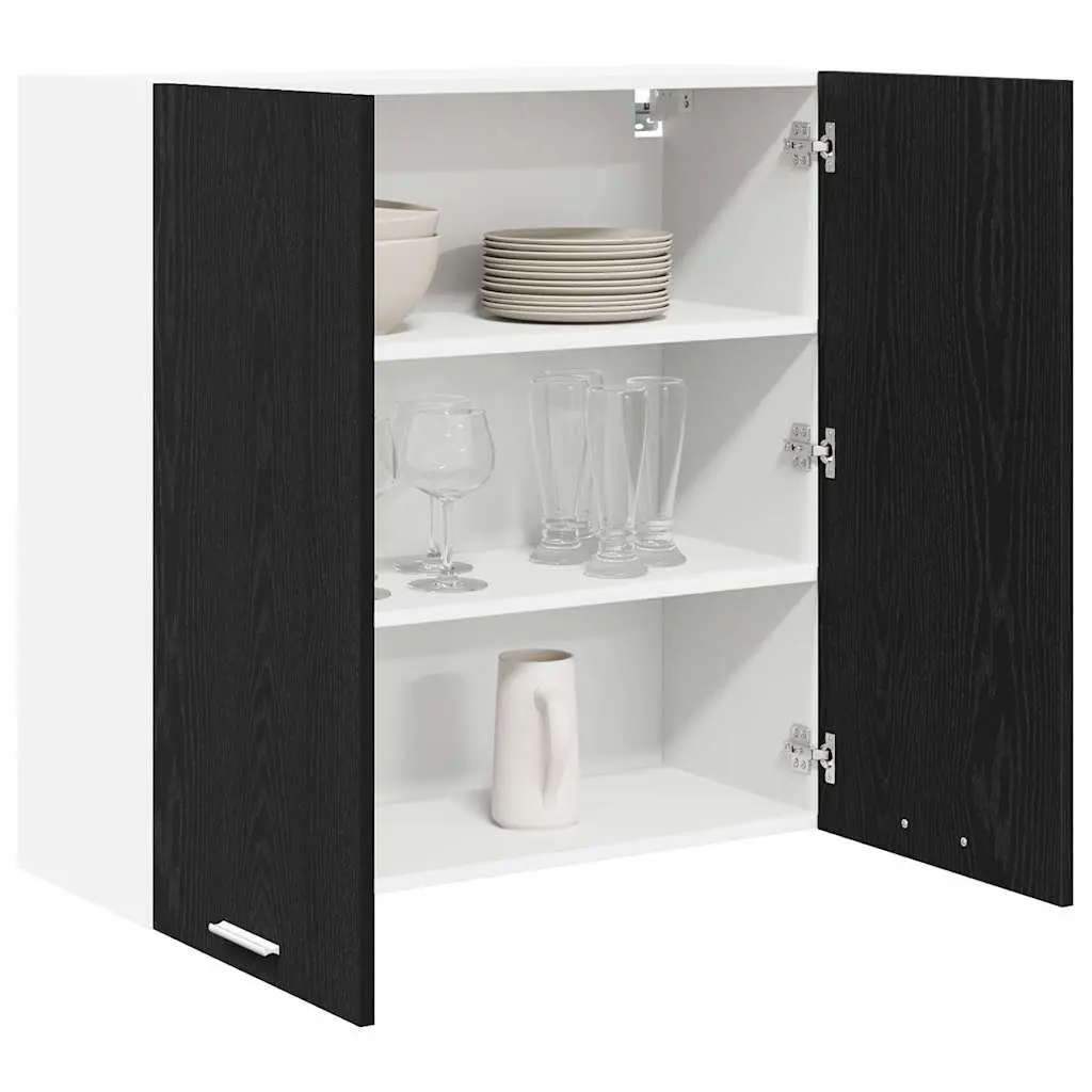 Hanging Kitchen Cabinet Modern Black Oak 80x31x80cm Storage Engineered Wood